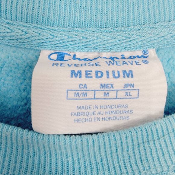 Champion Reverse Weave Turquoise Aqua Long Sleeve Sweatshirt - Size M - Picture 4 of 5